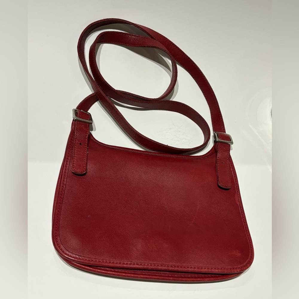 Rare Vintage Coach Red “Hippie Flap” Leather Bag - Picture 3 of 16